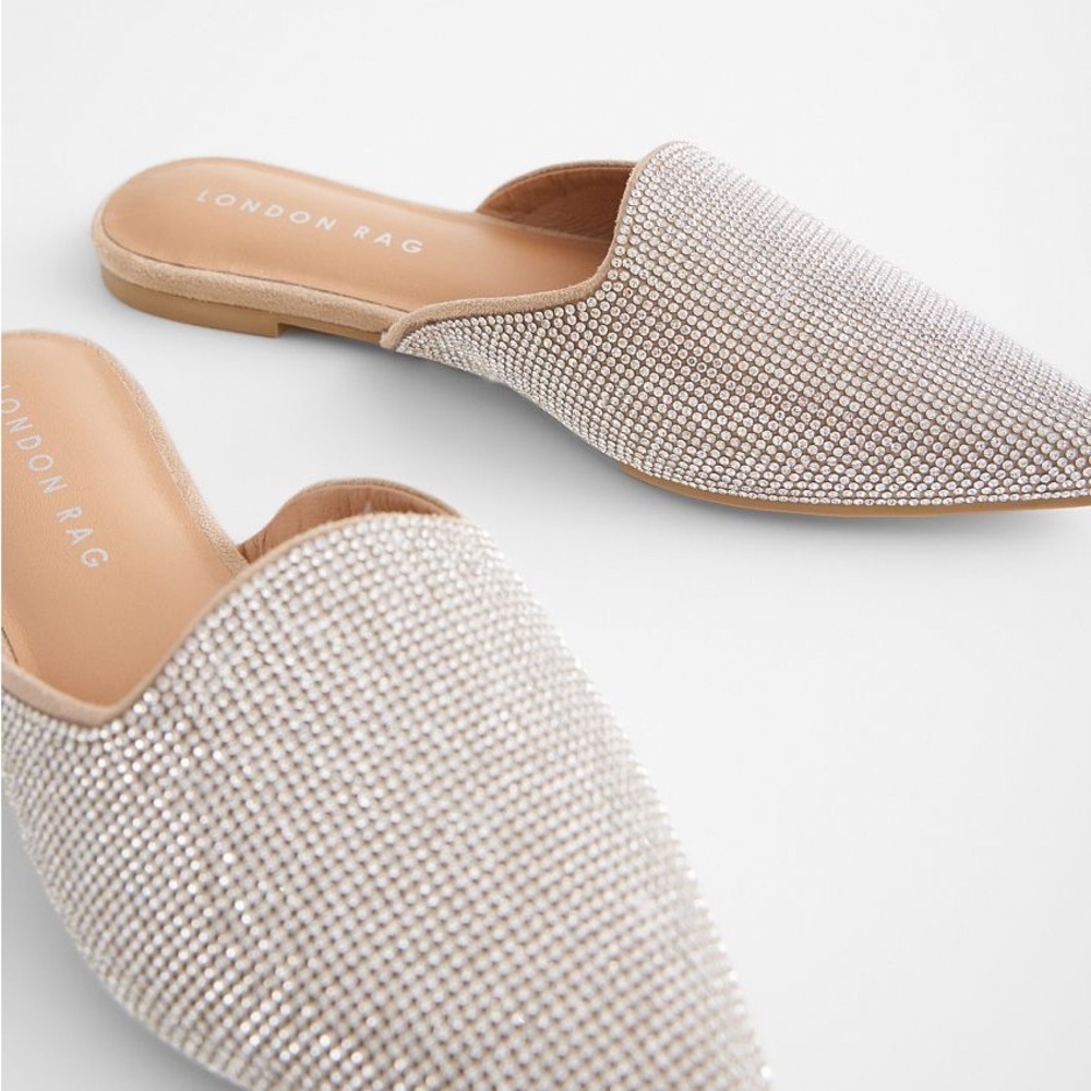 London Rag Glitz Mule Flat